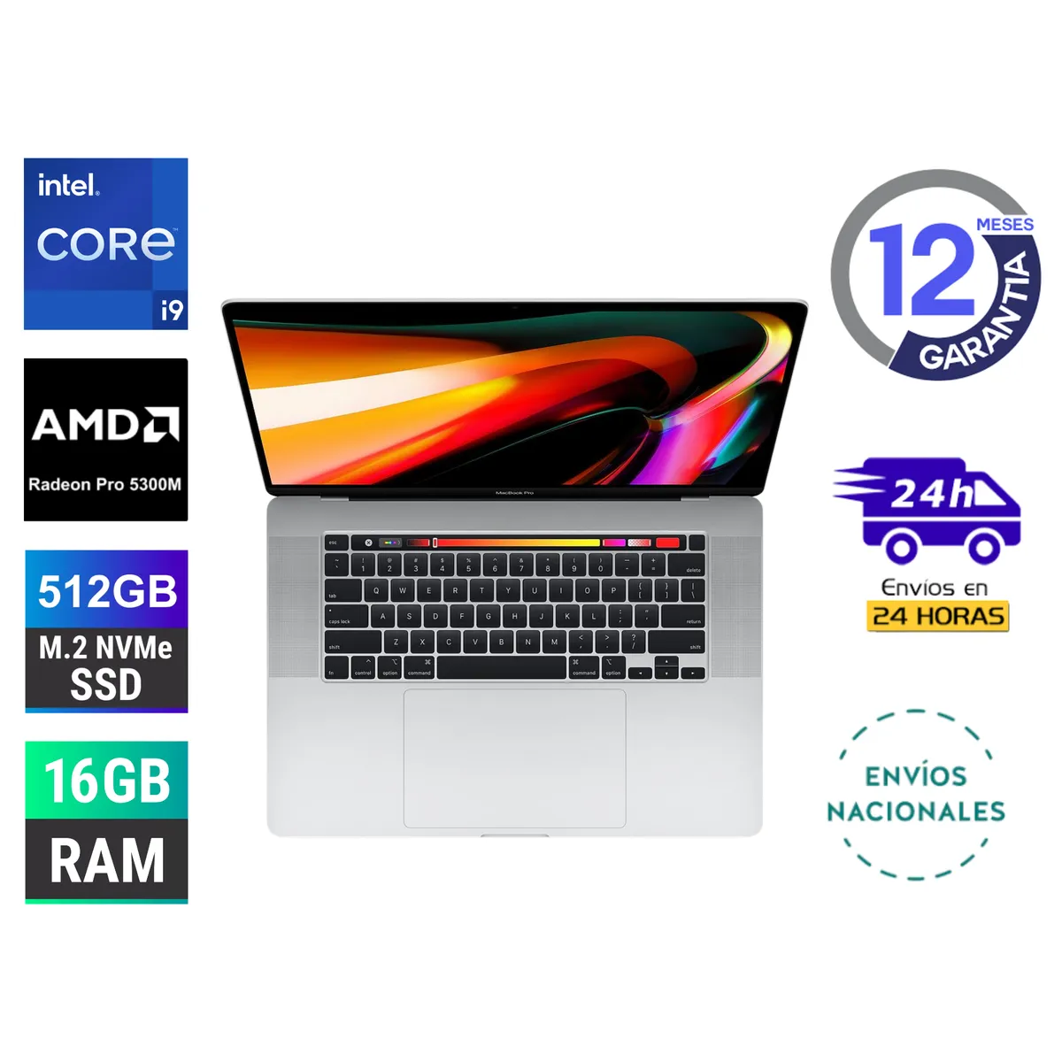 APPLE - Macbook Pro Core i9 AMD Radeon Pro 5300M 16GB Ram 512GB SSD A2166 Reacondicionado