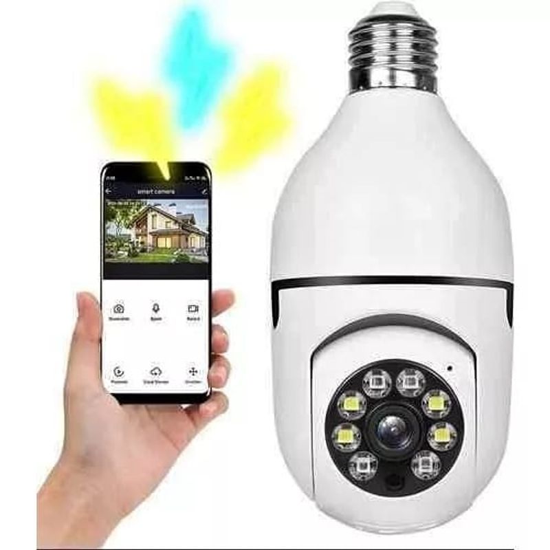 GENERICO - Cámara de seguridad  wifi 5 G Tipo ampolleta, panorámica 360 ° y 180°