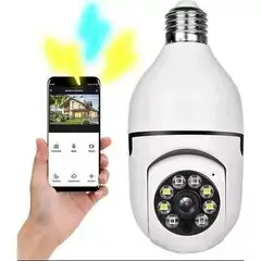 GENERICO - Cámara de seguridad wifi 5 G Tipo ampolleta, panorámica 360 ° y 180°