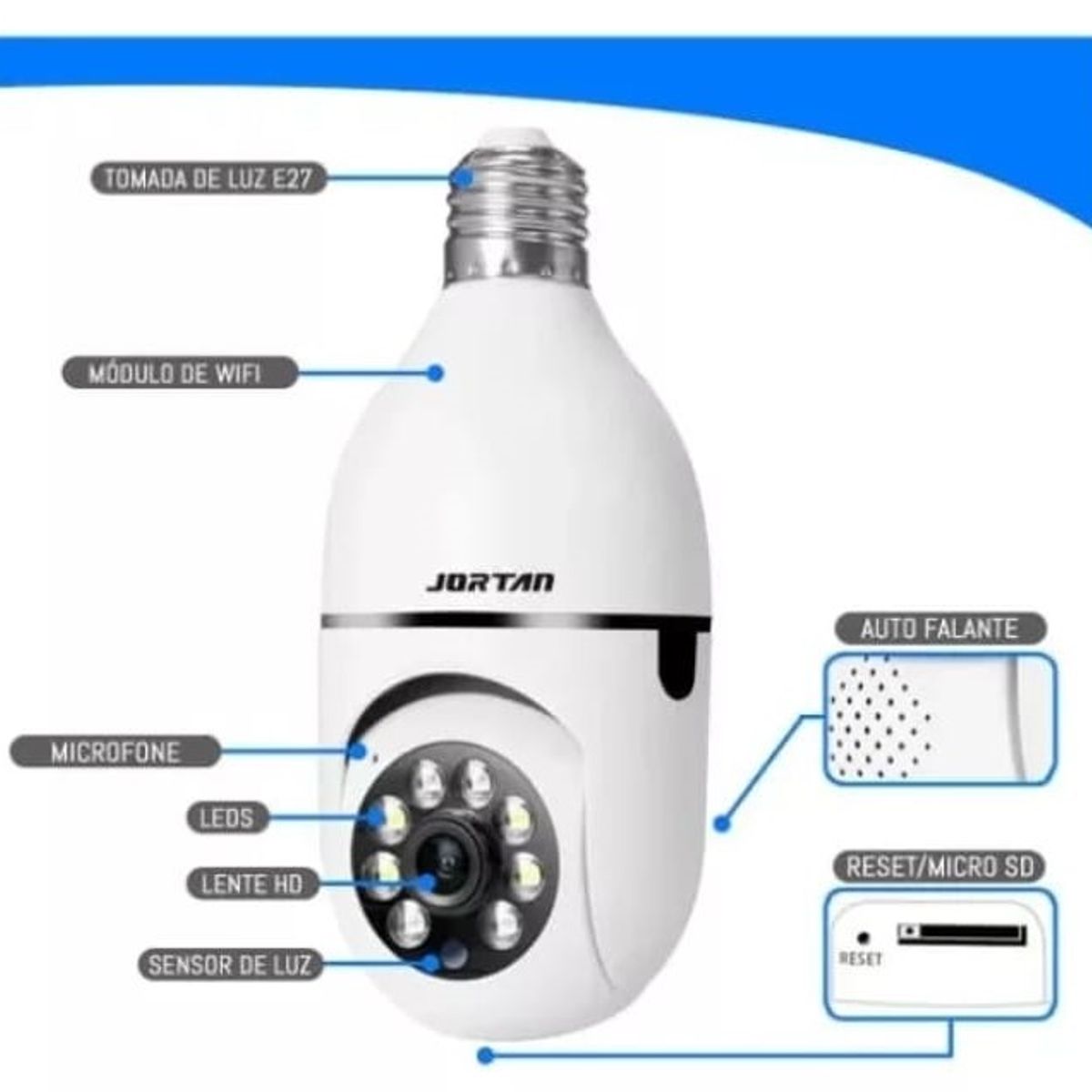 GENERICO - Cámara de seguridad  wifi 5 G Tipo ampolleta, panorámica 360 ° y 180°