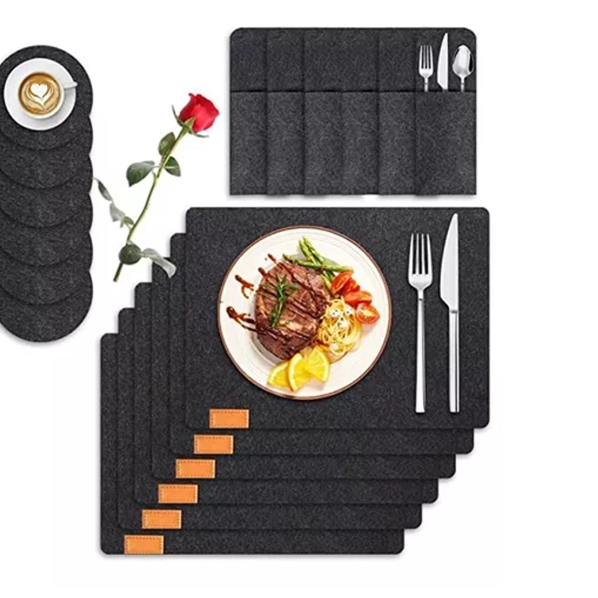 GENERICO - Set 18 Manteles Individuales Portavasos Mesa Antideslizante