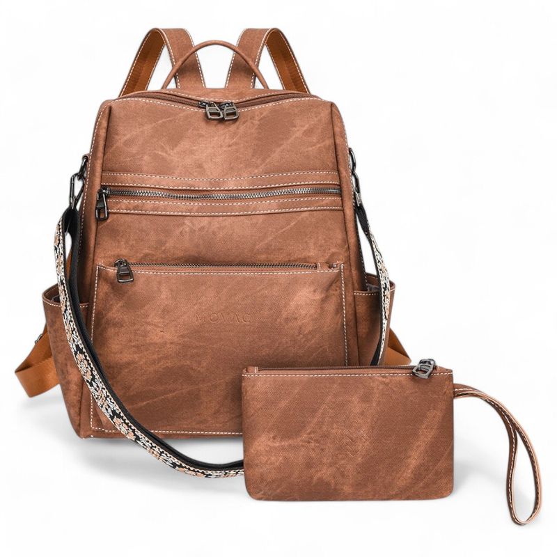 MV MOVAC - Mochila Cartera MOVAC DuoStyle Cuero Pu con practico Monedero Versátil