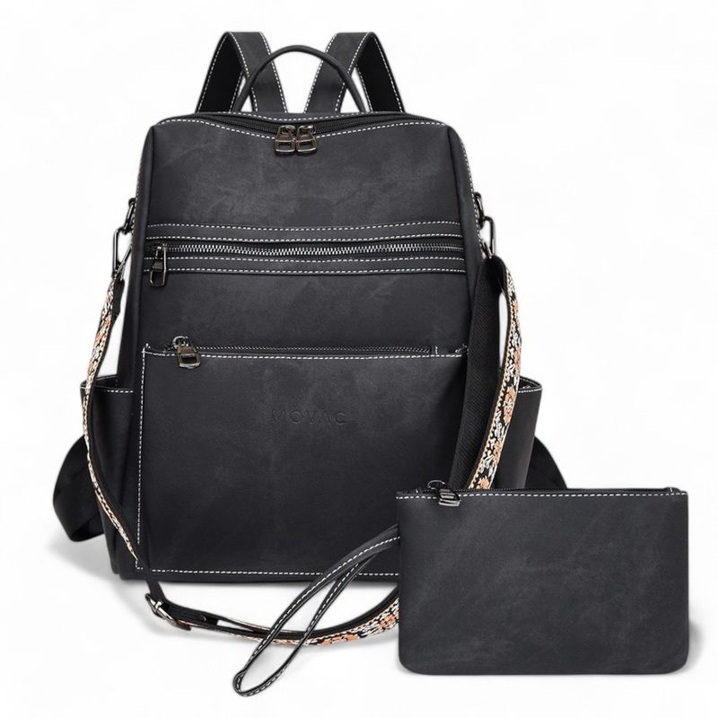 MV MOVAC - Mochila Cartera MOVAC DuoStyle Cuero Pu con practico Monedero Versátil