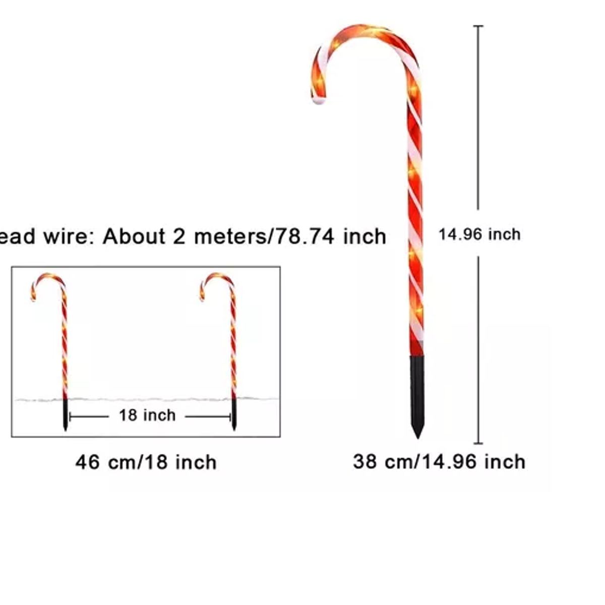 GENERICO - Luces Decorativas 5 Unidades Solares Navidenas Bastones Navideños