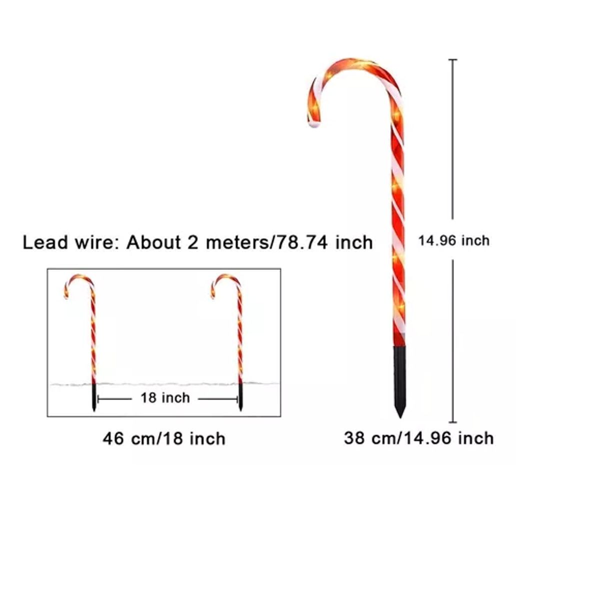 GENERICO - Luces Decorativas 5 Unidades Solares Navidenas Bastones Navideños