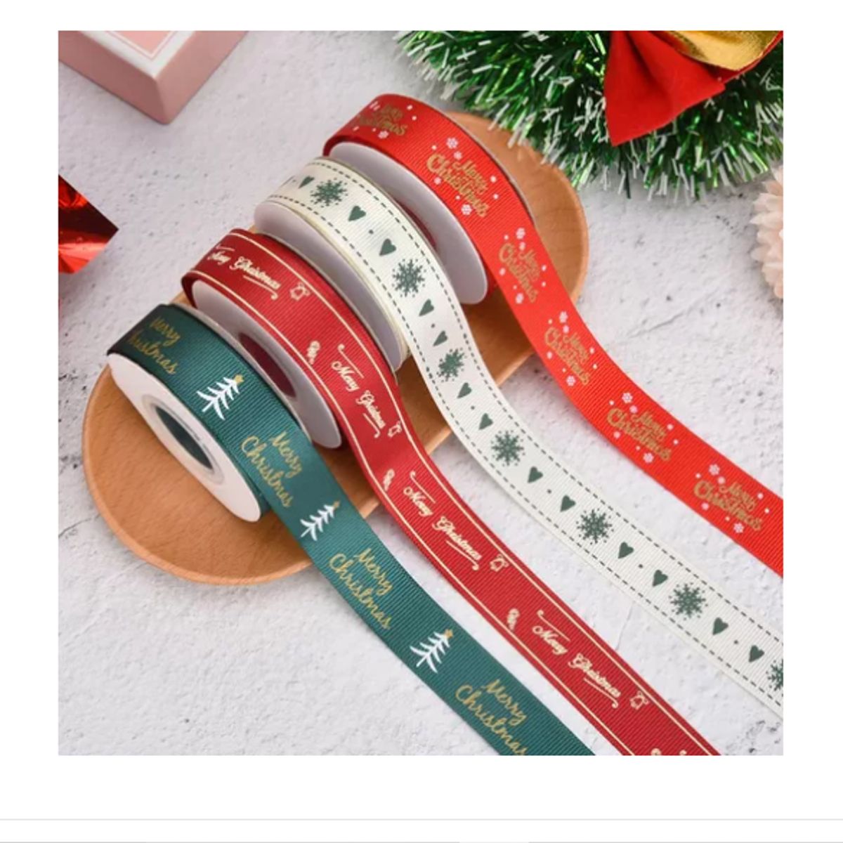 GENERICO - 3 Rollos Satinado Decoracion De Navidad 2cm27m