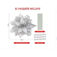 GENERICO - Adornos Navideños De Flor Artificial, 24 Uds.