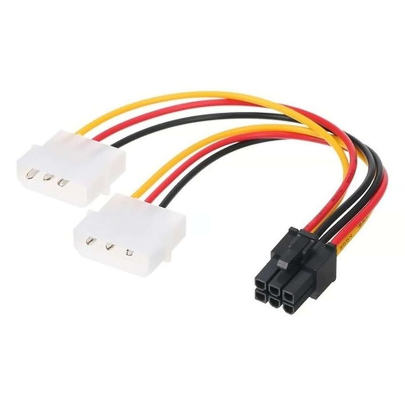 GEN - Adaptador Poder 6 Pin a 2 Molex Tarjeta Video Corriente PCI IDE - Negro