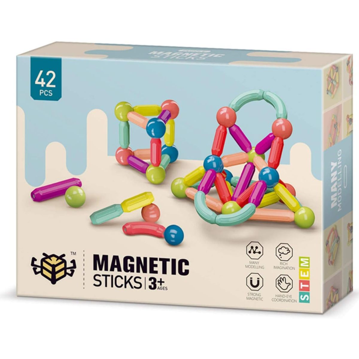 GENERICO - Juego de Bolas-Varillas Magnéticas 42 Pcs