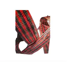 GENERICO - 25 Mts Cinta Navidad Escosesa 5 Cm con Dorado