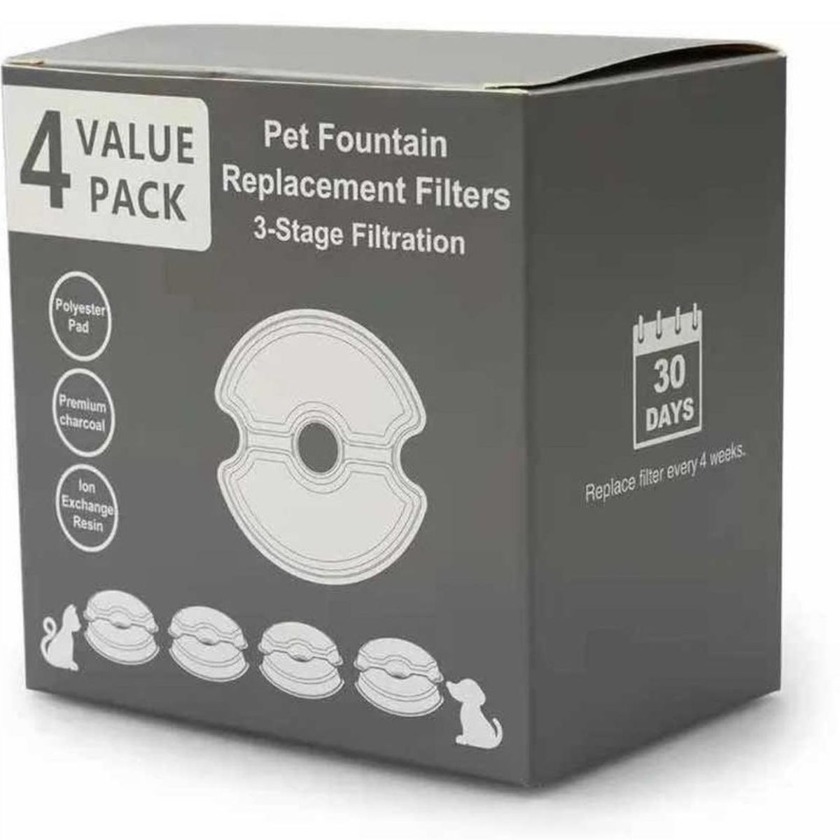 GENERICO - Filtros Pack 4und Repuesto Para Fuente Bebedero 2lts Mascota