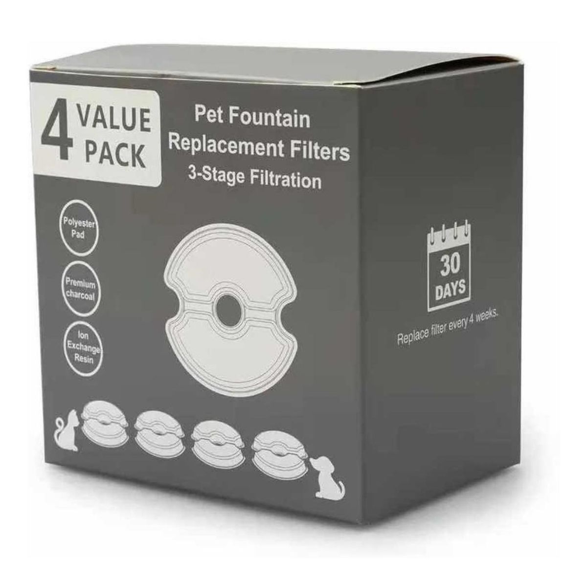 GENERICO - Filtros Pack 4und Repuesto Para Fuente Bebedero 2lts Mascota