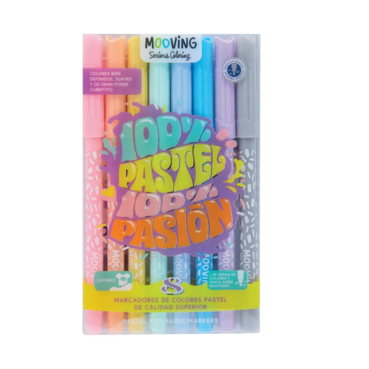 MOOVING - Estuche 8 marcadores colores pasteles - Mooving