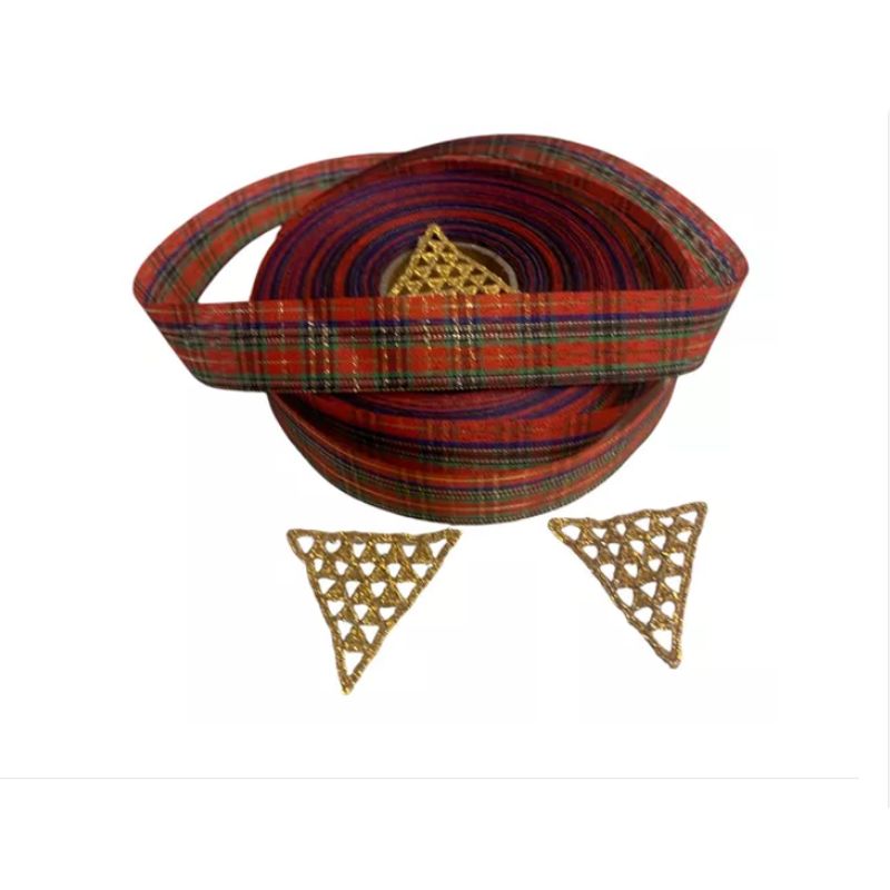 GENERICO - 25 Mts Blonda Cinta Navidad 2.5 Cm Escosesa Dorado