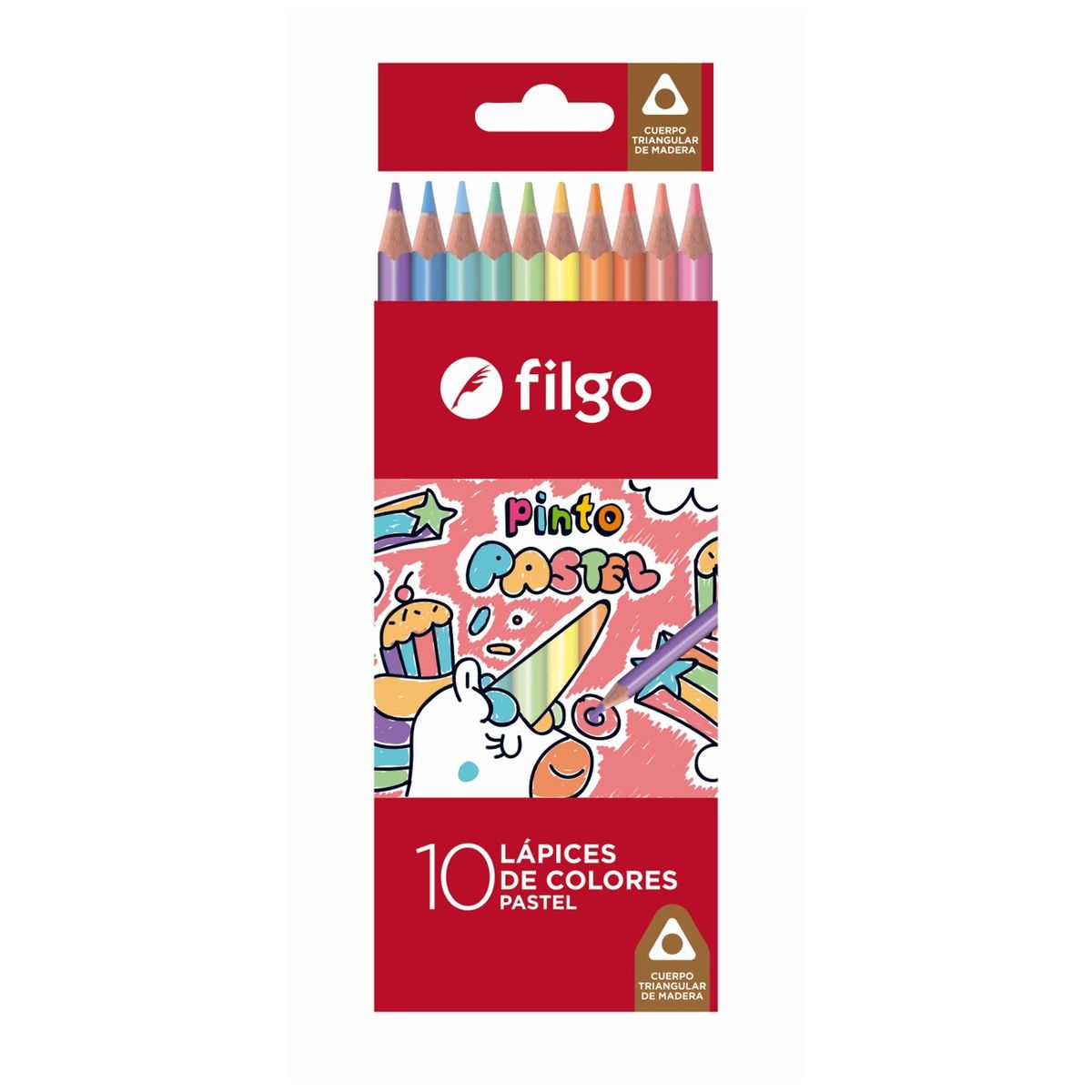 FILGO - Estuche 10 lápices de madera colores pasteles - Filgo