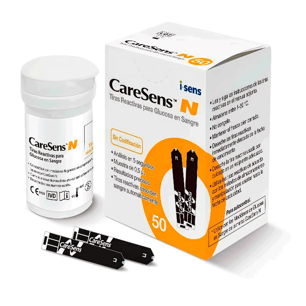 GENERICO - Cintas Tiras Reactivas 50 Unidades Glucometro Caresens N Premier