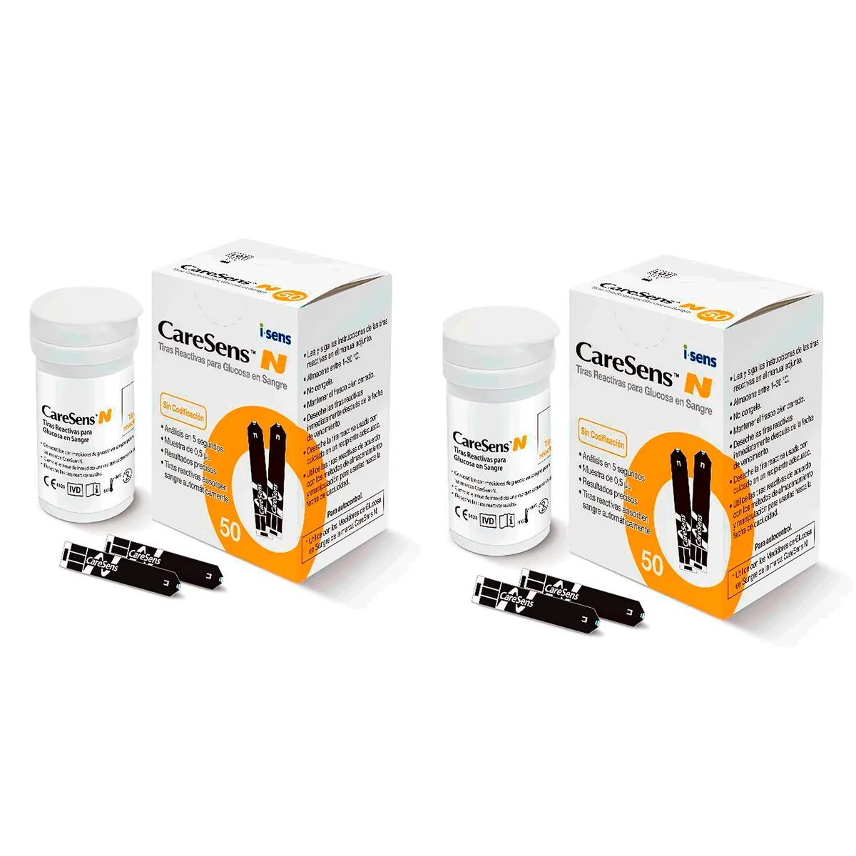 GENERICO - Cintas Tiras Reactivas 100 Unidades Glucometro Caresens N Premier