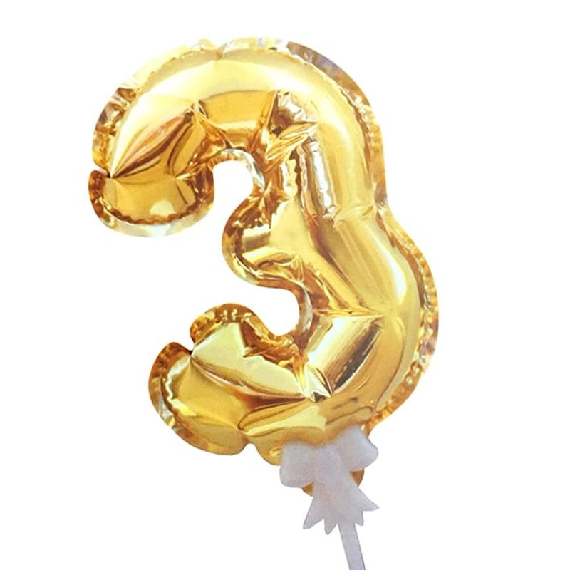GENERICO - GLOBO METALICO STICK AUTOINFLABLE NUM 13 CM N?3 X1 UNI