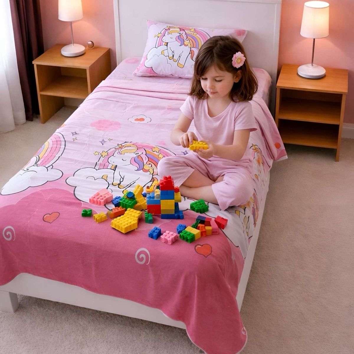 GENERICO - JUEGO DE SABANA DE NIÑA INFANTIL PLAZA Y MEDIA 3 PCS