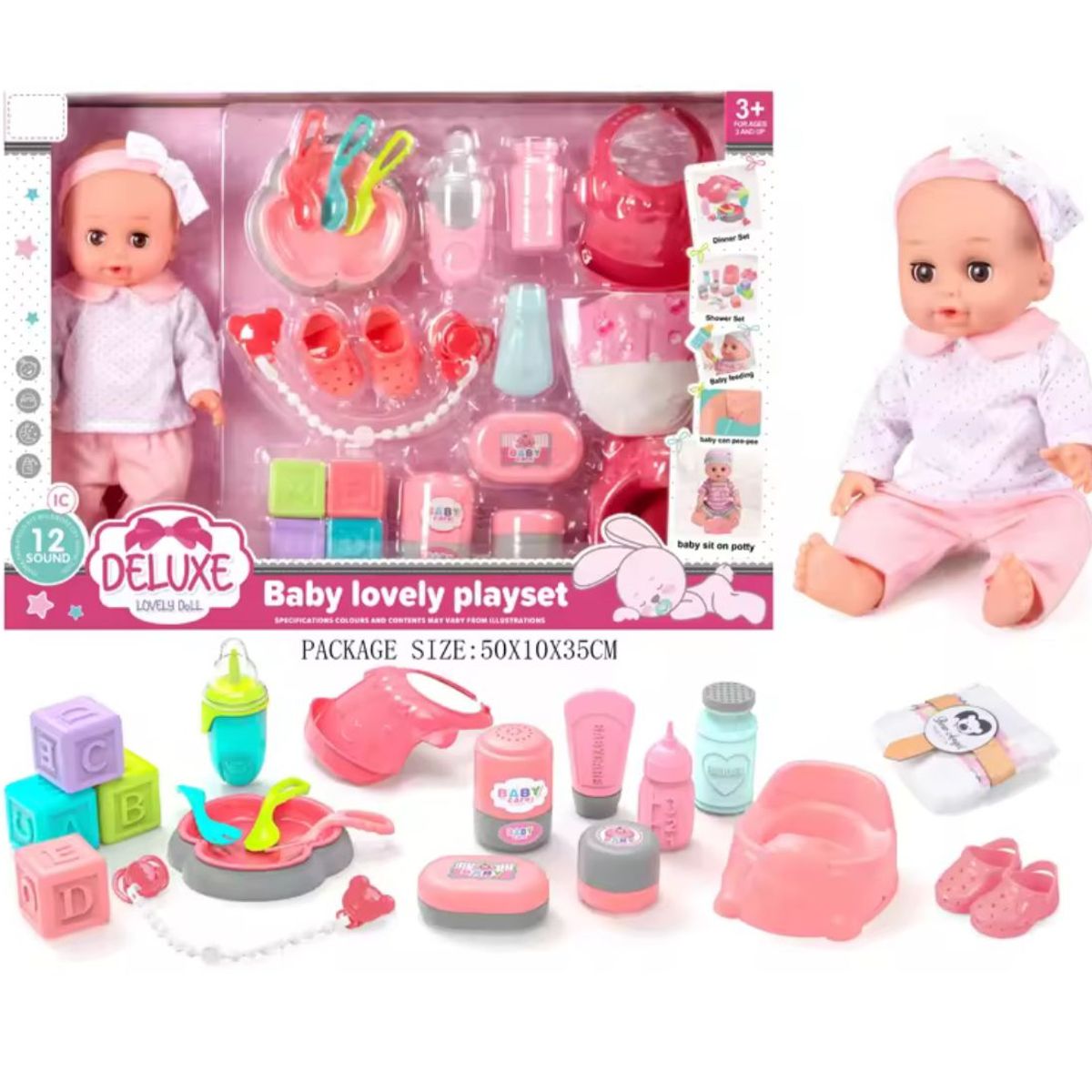 GENERICO - MUÑECA BEBE CON ACCESORIOSS