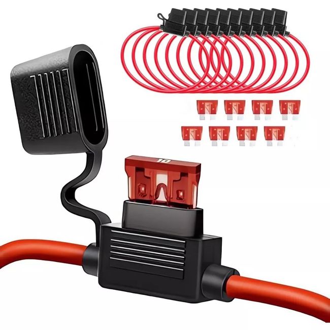 KUANGYE - Pack 10 Porta Fusible Tipo Ato Con Tapa Y Fusible 10a