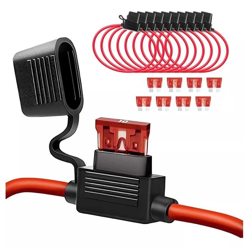 KUANGYE - Pack 10 Porta Fusible Tipo Ato Con Tapa Y Fusible 10a