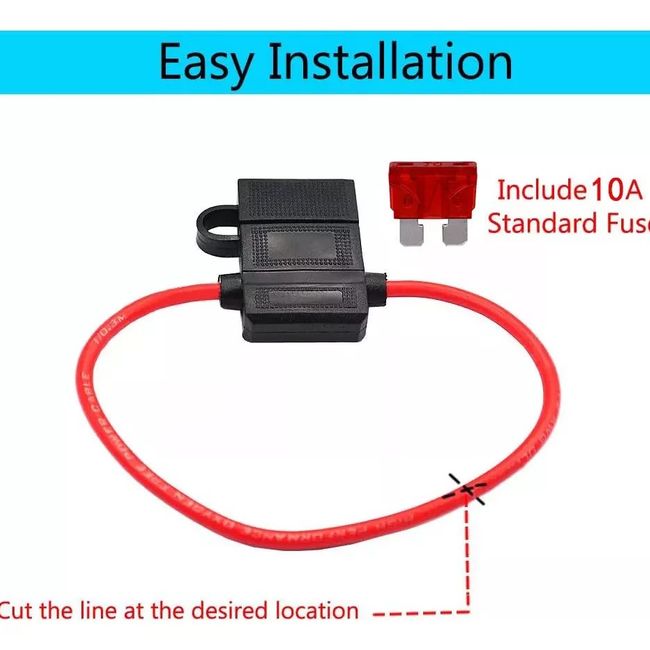 KUANGYE - Pack 10 Porta Fusible Tipo Ato Con Tapa Y Fusible 10a