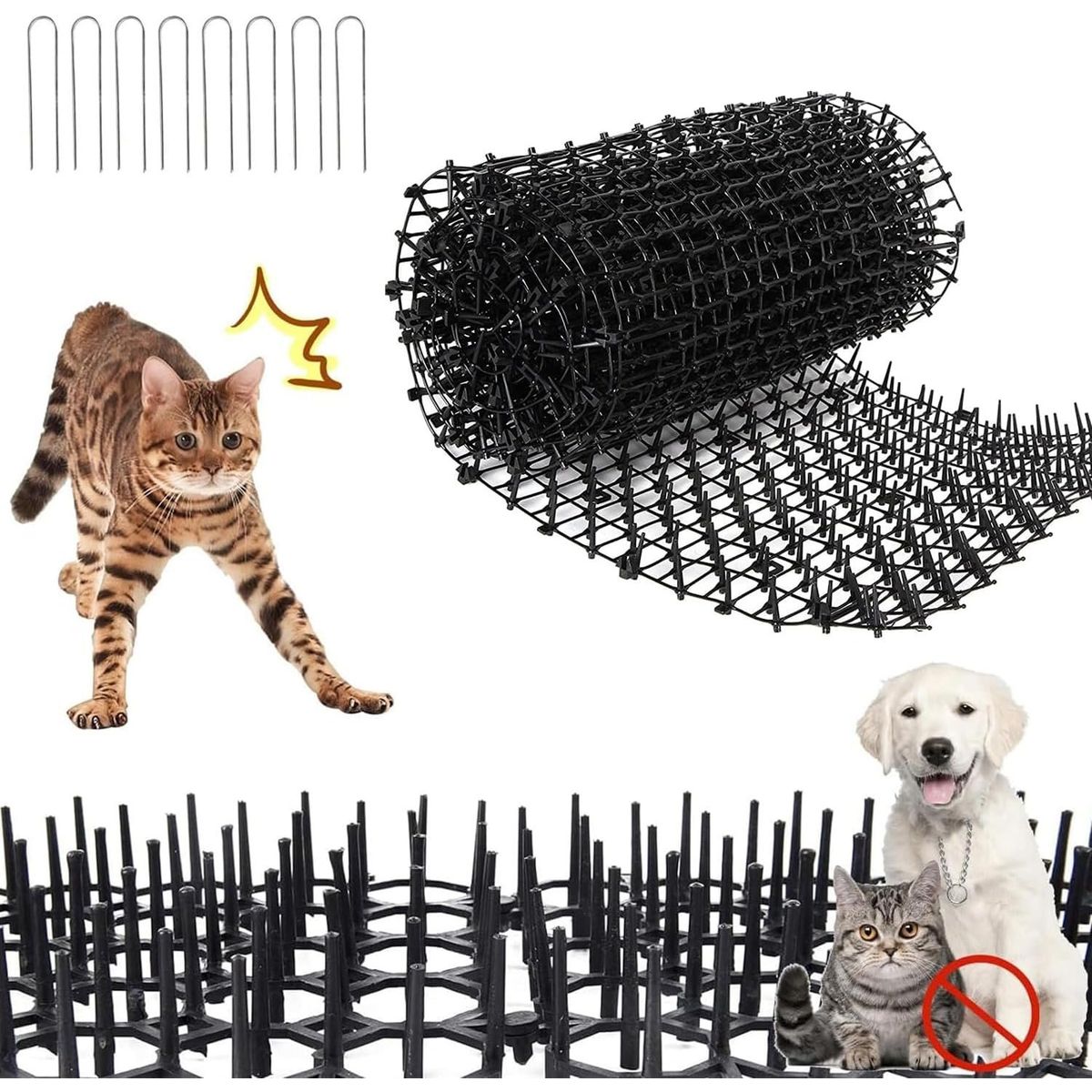 KUANGYE - 10 Alfombrillas De Miedo Para Gatos, Jardín, Antigato, Tiras