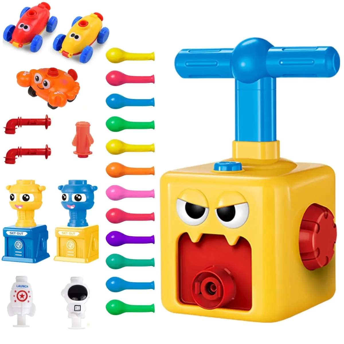 FUN AT HOME LO DIVERTIDO DE ESTAR EN CASA - Power Balloon Bombín Lanzador Autos Y Cohetes Set 12 Globos