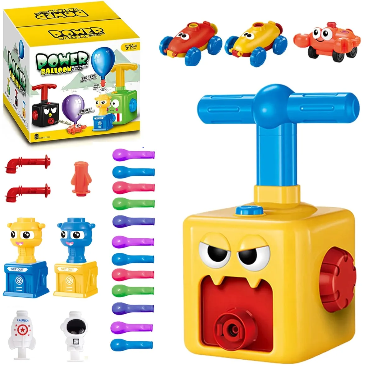FUN AT HOME LO DIVERTIDO DE ESTAR EN CASA - Power Balloon Bombín Lanzador Autos Y Cohetes Set 12 Globos