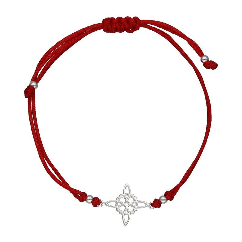 GENERICO - Pulsera Nudo De Brujas Cuerda Roja Plata Fina Proteccion