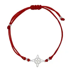GENERICO - Pulsera Nudo De Brujas Cuerda Roja Plata Fina Proteccion