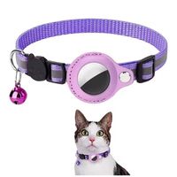 Collar Correa Con Funda Para Airtag Localizar Gato-Perro Lila