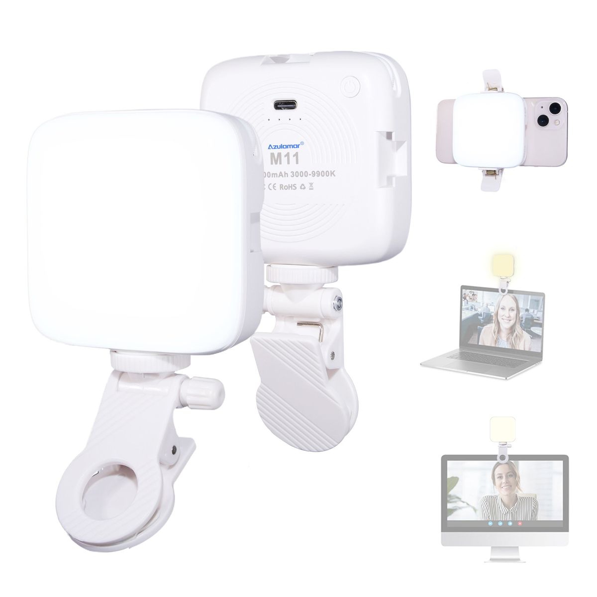 AZULAMAR - Led Luz De Video Lampara de Lectura Selfie Luz Para Celular Macbook