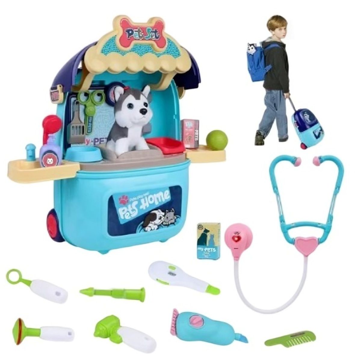 OEM - Maleta De Juguetes Azul Con Perrito