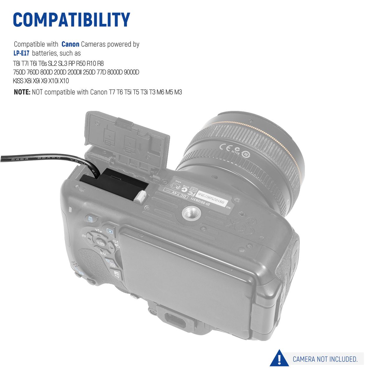AZULAMAR - Lp-e17 Batería Simulada Para Canon Rp R100 R50 R8 T8i T7i T6i SL3 SL2