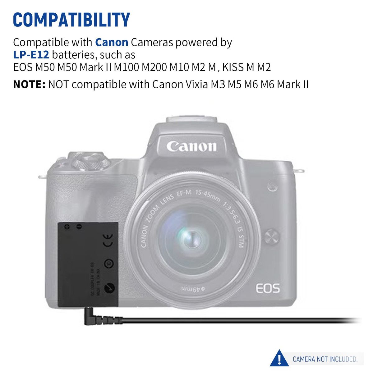 AZULAMAR - Lp-e12 Batería Simulada Para Canon M50  M50 Mark Ii M100 M200 M10 M2