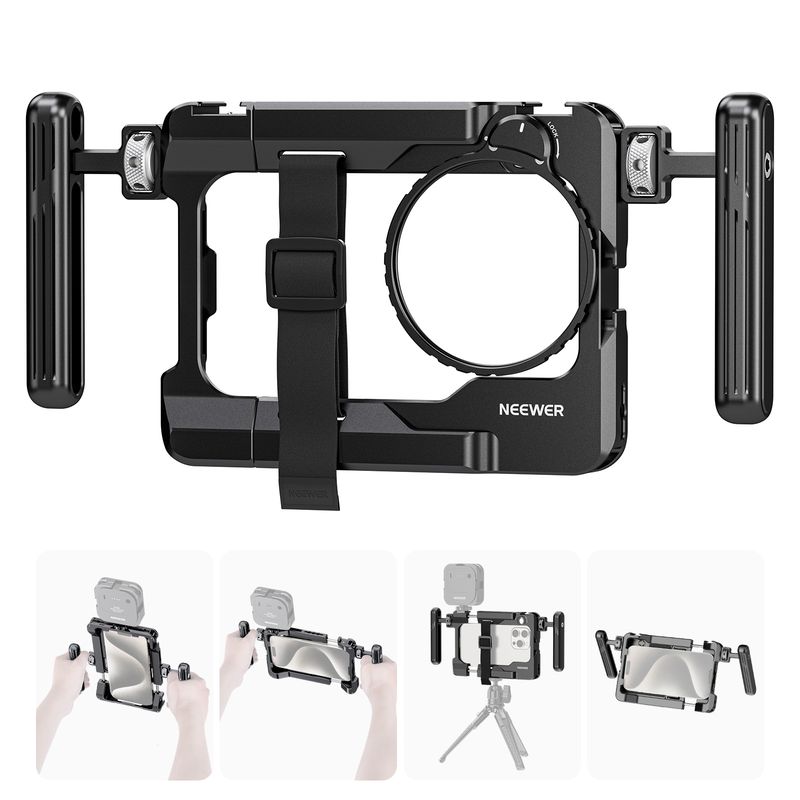 NEEWER - Jaula Grip + Filtro Adaptador Para phone 16 15 14 Pro Max S24 S23 S22