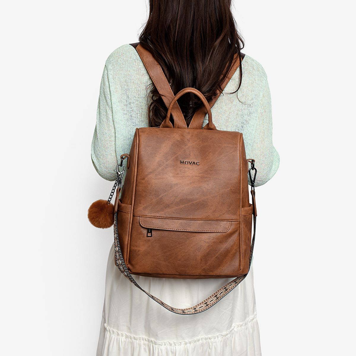 MV MOVAC - Mochila Viena Antirrobo Chic para Mujer de Cuero PU Multiuso