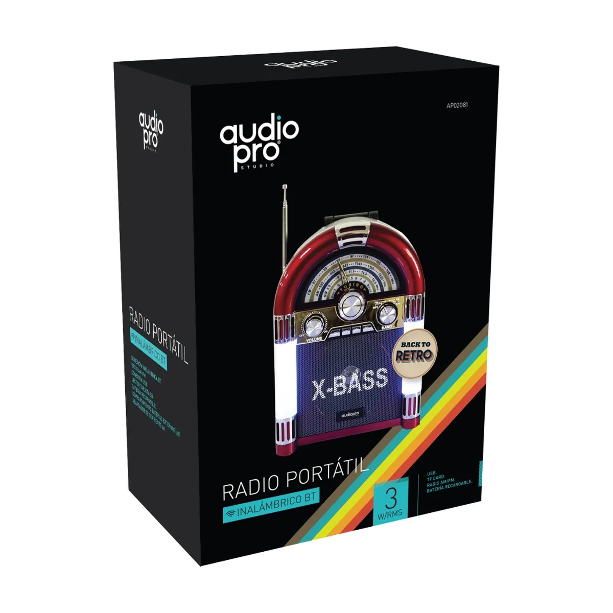 AUDIO PRO - Radio Retro Estilo Rockola Bluetooth Portátil - SC