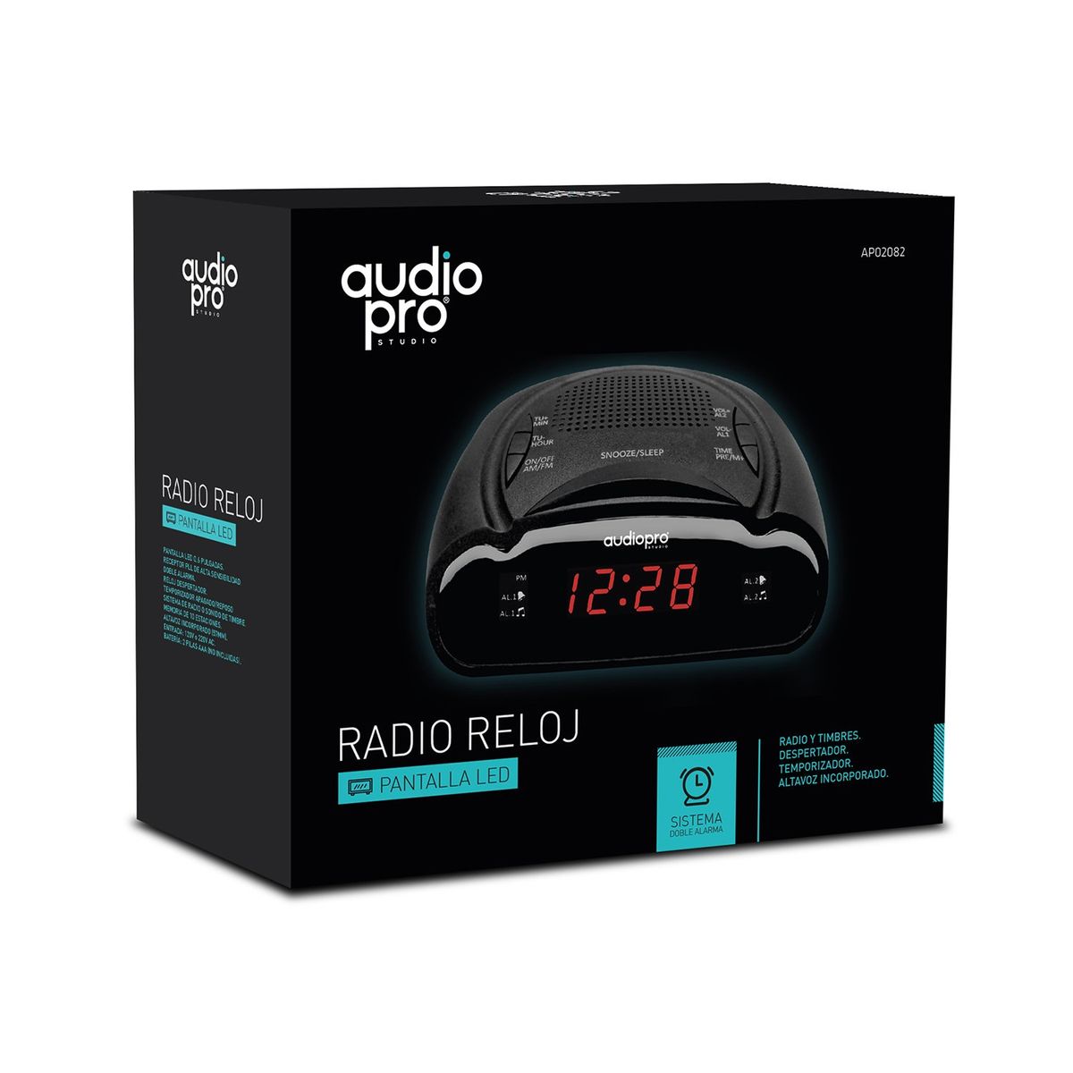 AUDIO PRO - Radio Reloj Led Despertador Doble Alarma - SC
