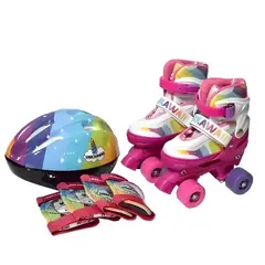 GENERICO - SET PATINES LUMINOSOS 4 RUEDAS UNICKAWAII TALLA S 30-33