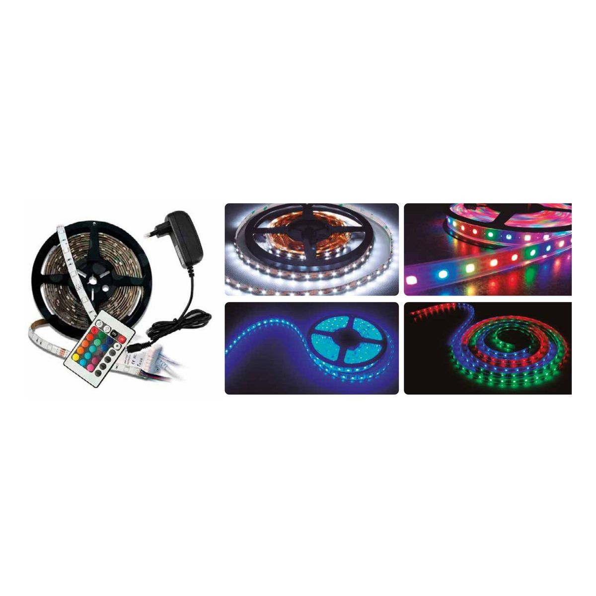 TECNOLAB - Tira Led De 5mts Rgb 5050 Impermeable Con Control - SC