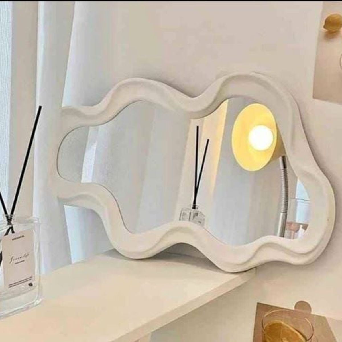 GENERICO - Elegante Espejo Decorativo Pared Forma Nube Blanco