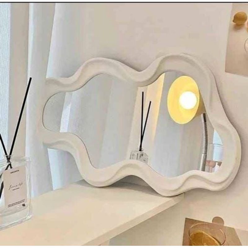 GENERICO - Elegante Espejo Decorativo Pared Forma Nube Blanco