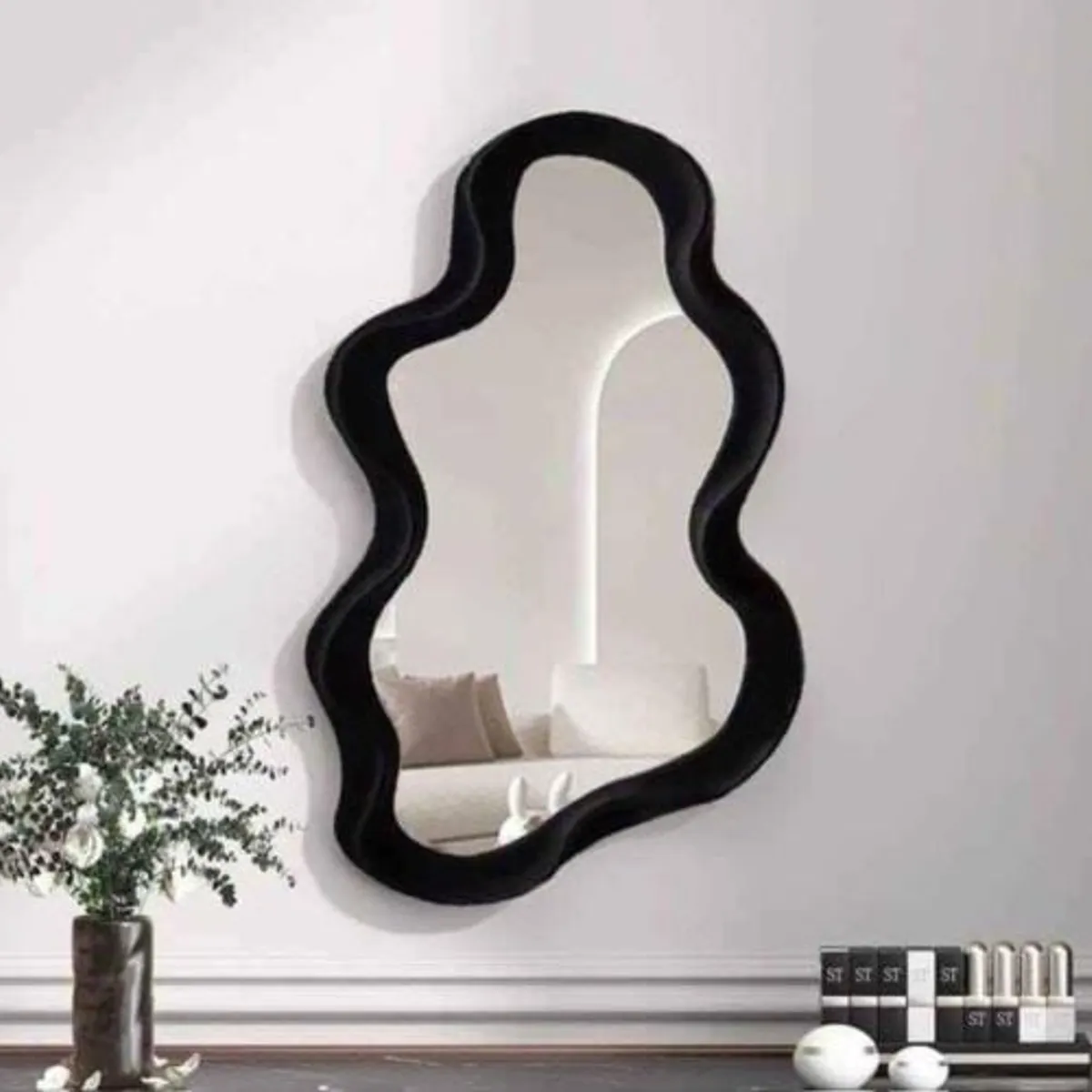 GENERICO - Elegante Espejo Decorativo Pared Forma Nube Negro