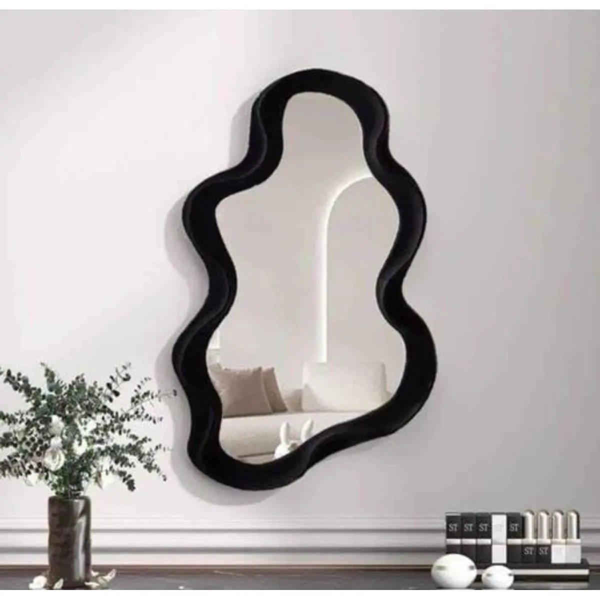 GENERICO - Elegante Espejo Decorativo Pared Forma Nube Negro