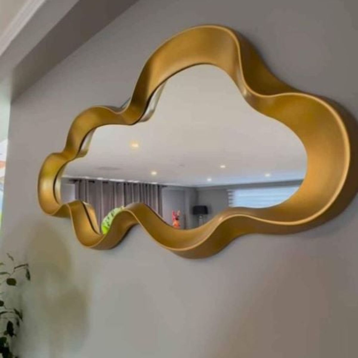 GENERICO - Elegante Espejo Decorativo Pared Forma Nube Dorado