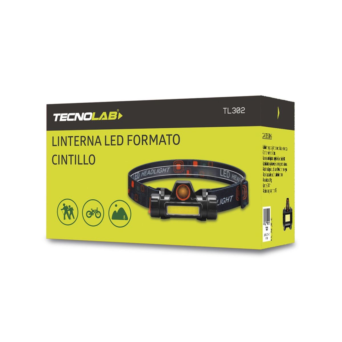TECNOLAB - Linterna Led Cintillo Luz Emergencia Recargable - SC