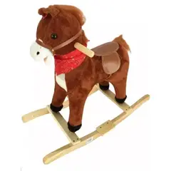 GENERICO - Caballo Balancín Mecedor De Madera Con Sonido Juguete Cafe